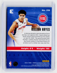 2020-21 Panini Chronicles Essentials Killian Hayes #218 Rookie Card - back
