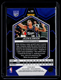 2023-24 Panini Mosaic Basketball Jalen Slawson Rookie Reactive Green #206 - back
