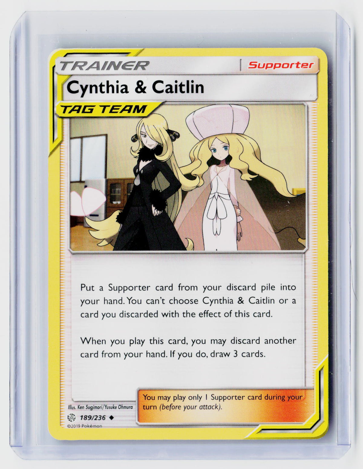 2019 Pokémon Unified Minds Cynthia & Caitlin TAG TEAM 189/236 - front