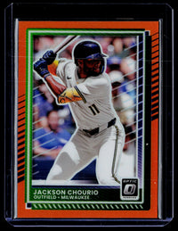 2025 Panini Donruss Optic Baseball Jackson Chourio Orange /199 #99 - front
