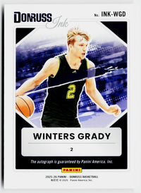 2025 Panini Donruss Ink Winters Grady Autograph Card #INK-WGD - back
