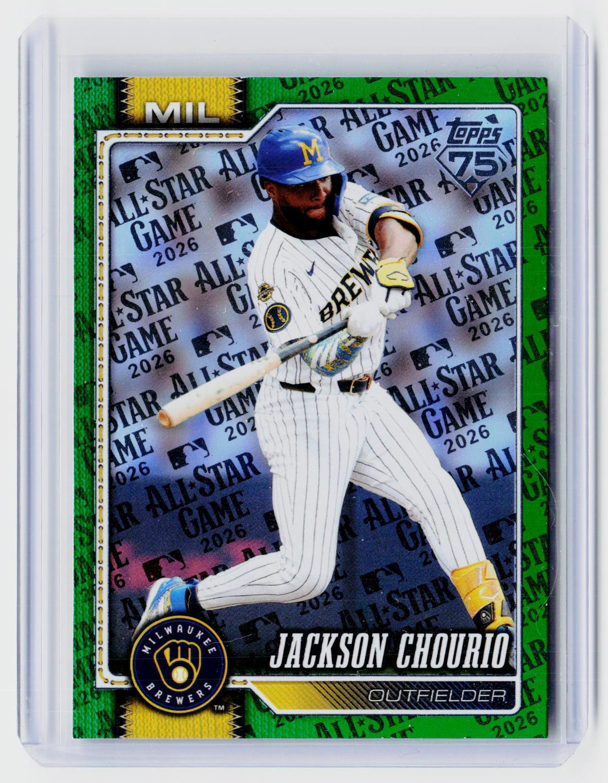 2026 Topps Series 2 Jackson Chourio Green Parallel /99 #448 Milwaukee Brewers - front