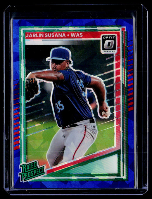 2025 Panini Donruss Optic Rated Prospect Jarlin Susana #140 Optic Blue Cracked Ice 15/15 - front