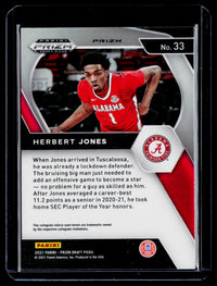 2021 Panini Prizm Draft Picks Herbert Jones #33 Rookie Card - back