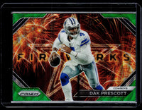 2023 Panini Prizm Football Fireworks Dak Prescott F-5 Green Prizm - front