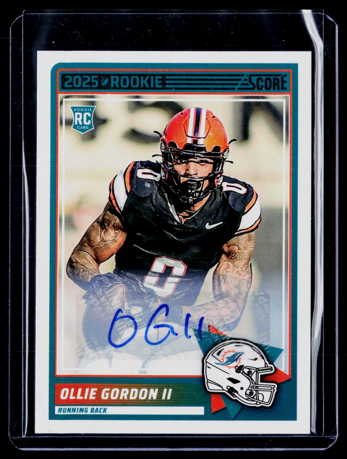 2025 Panini Score Base Rookie Signatures Ollie Gordon II #10 Auto RC - front