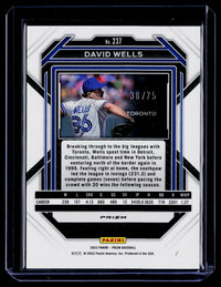 2023 Panini Prizm Baseball David Wells Green Prizm #237 /75 Toronto - back