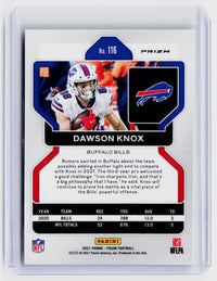2021 Panini Prizm Football Dawson Knox #116 Buffalo Bills - back
