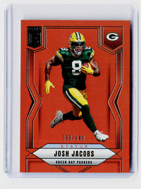 2025 Panini Donruss Elite Status Josh Jacobs #24 Metallic Orange /849 - front