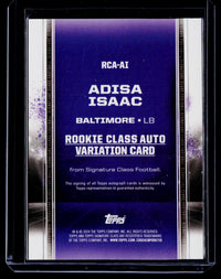 2024 Topps Signature Class Football Adisa Isaac Rookie Class Auto Variation Teal RCA-AI /225 - back