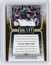 2020 Leaf Draft Evan Weaver Draft Autographs Rookie Auto BA-EW1 - back