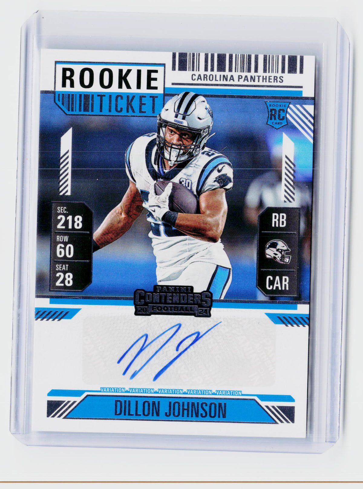 2024 Panini Contenders Football Rookie Ticket Variation Autograph Dillon Johnson RC #151 - front