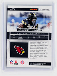 2024 Panini Luminance Darius Robinson RC #124 087/299 Arizona Cardinals - back