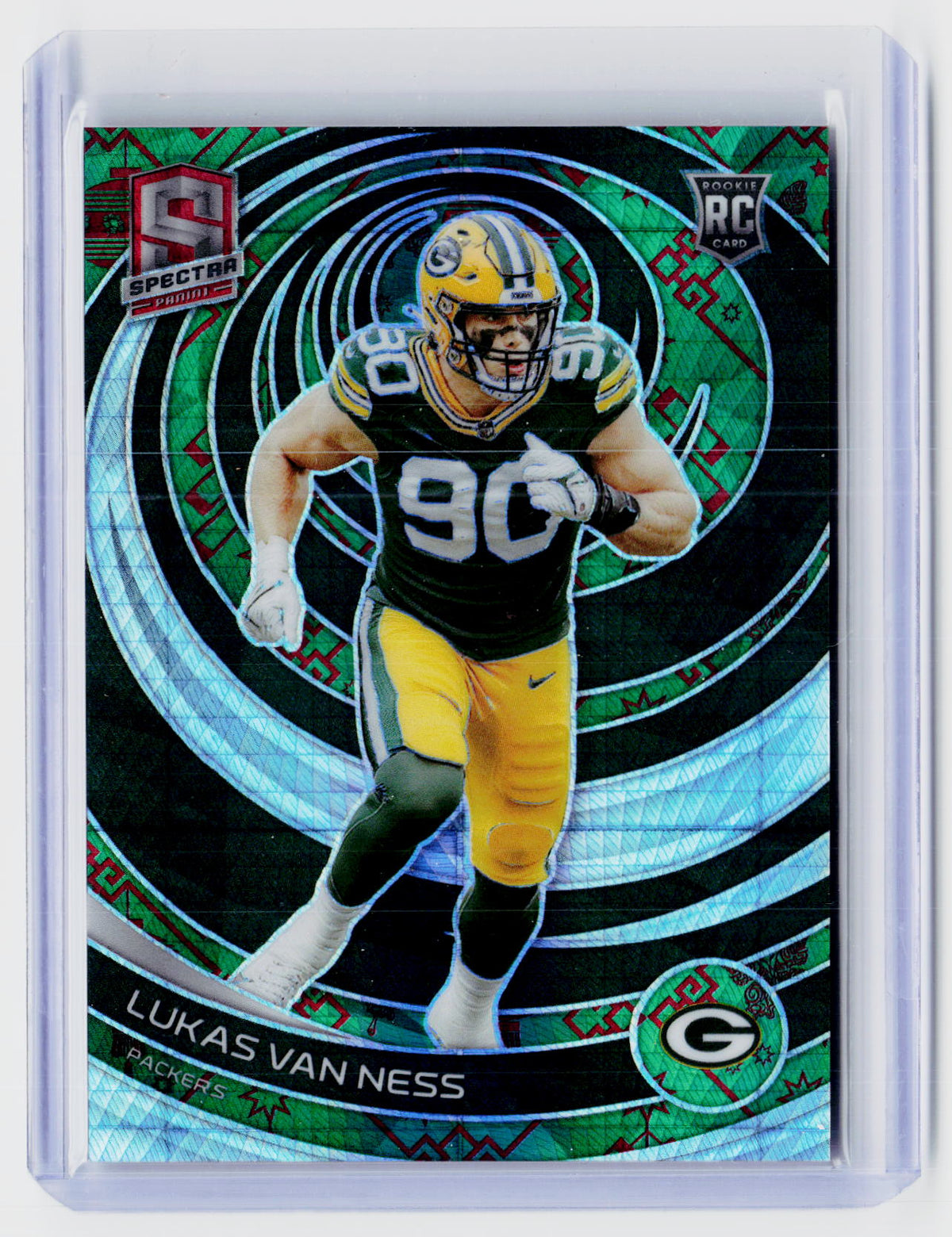 2023 Panini Spectra Football Lukas Van Ness Rookie Green 4/8 #120 - front
