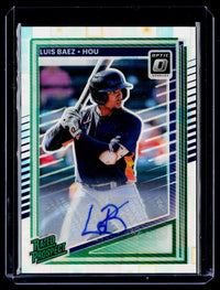 2025 Panini Donruss Baseball Rated Prospects Optic Signatures Luis Baez #144 Green Auto /25 - front
