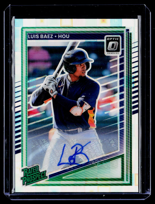 2025 Panini Donruss Baseball Rated Prospects Optic Signatures Luis Baez #144 Green Auto /25 - front