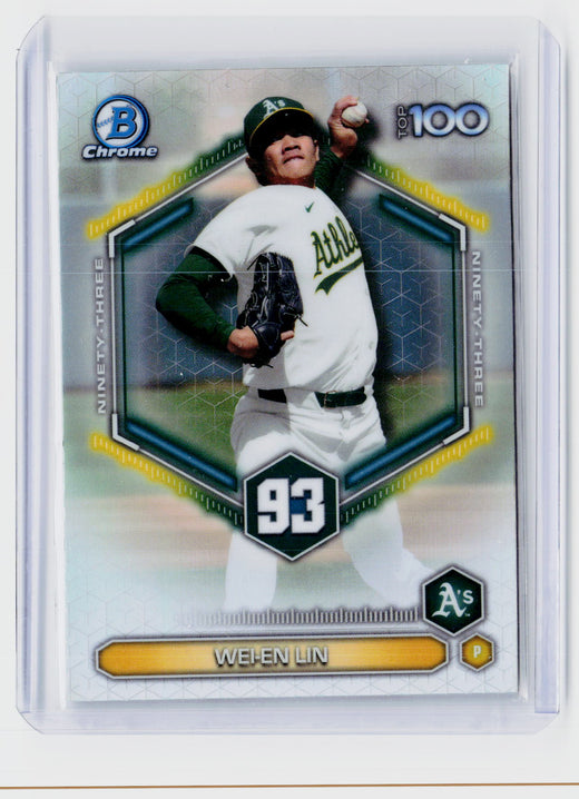 2026 Bowman Chrome Top 100 Wei-En Lin #BTP-93 Oakland Athletics - front