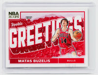 2024-25 Panini NBA Hoops Rookie Greetings #16 Matas Buzelis Chicago Bulls Rookie - front