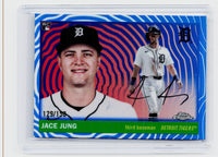 2025 Topps Chrome Jace Jung RC Blue Wave Refractor /150 #257 Detroit Tigers - front