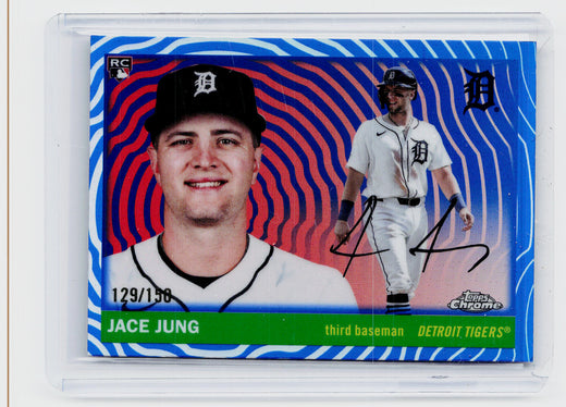 2025 Topps Chrome Jace Jung RC Blue Wave Refractor /150 #257 Detroit Tigers - front