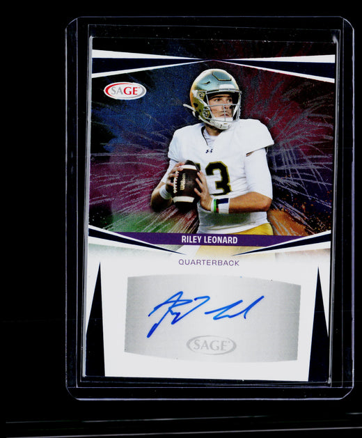 2025 SAGE Autograph Riley Leonard Notre Dame Auto #A-RL - front