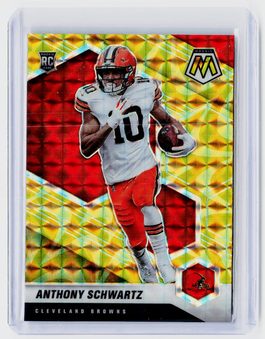 2021 Panini Mosaic Yellow Reactive Rookie Anthony Schwartz #331 Cleveland Browns - front
