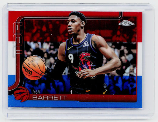 2024-25 Topps Chrome Basketball RJ Barrett #225 Red and Blue Refractor Toronto Raptors - front