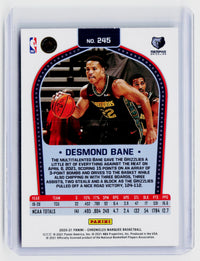 2020-21 Panini Chronicles Marquee Desmond Bane Rookie Card #245 - back