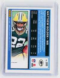 2025 Panini Donruss Optic Rated Rookie Matthew Golden #205 Green Bay Packers - back