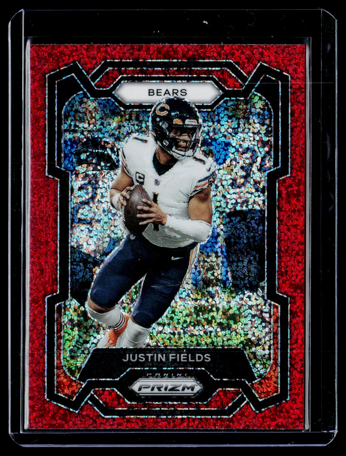 2023 Panini Prizm Football Justin Fields #48 Chicago Bears Red sparkle - front