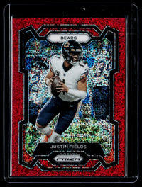 2023 Panini Prizm Football Justin Fields #48 Chicago Bears Red sparkle - front