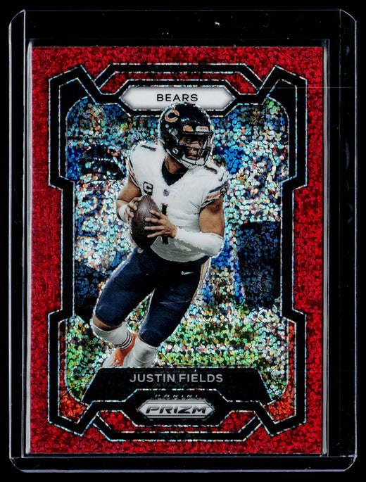 2023 Panini Prizm Football Justin Fields #48 Chicago Bears Red sparkle - front