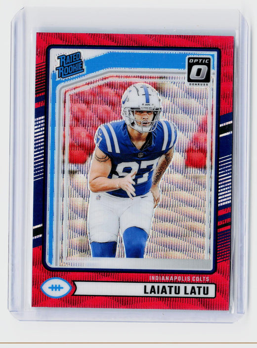 2024 Panini Donruss Optic Rated Rookie Laiatu Latu Red #311 Indianapolis Colts - front