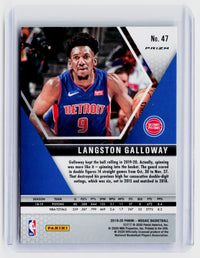 2019-20 Panini Mosaic Green Mosaic Langston Galloway #47 Detroit Pistons - back