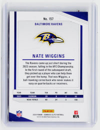 2024 Panini Donruss Elite Aspirations Nate Wiggins Rookie #157 /875 Baltimore Ravens - back
