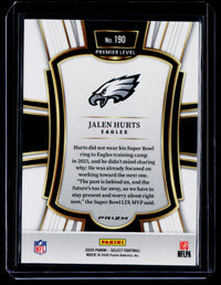 2025 Panini Select Football Jalen Hurts Premier Level #190 Eagles - back