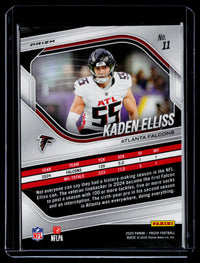 2025 Panini Prizm Football Kaden Elliss #11 Atlanta Falcons - back