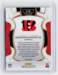 2025 Panini Select Football Demetrius Knight Jr. Zebra RC #58 Concourse - back