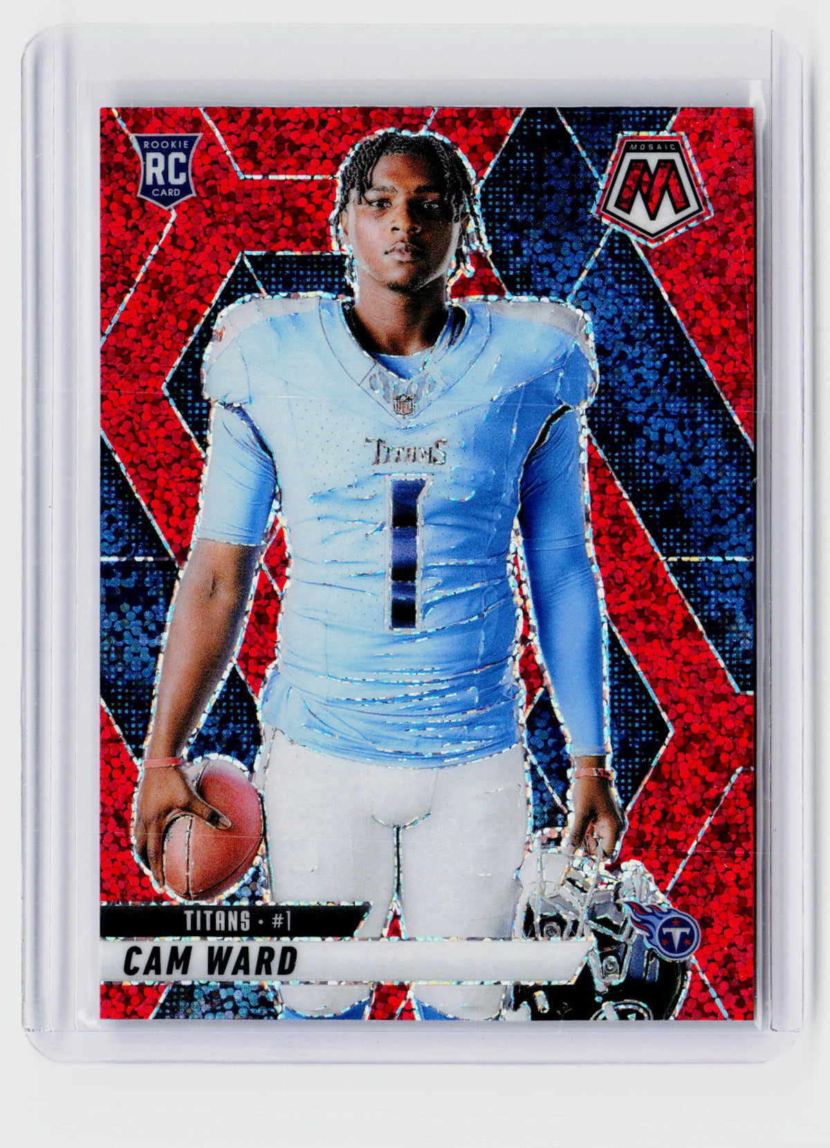 2025 Panini Mosaic Football Cam Ward Red Sparkle - front