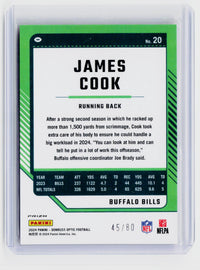 2024 Panini Donruss Optic James Cook Pink Velocity #20/80 Buffalo Bills - back