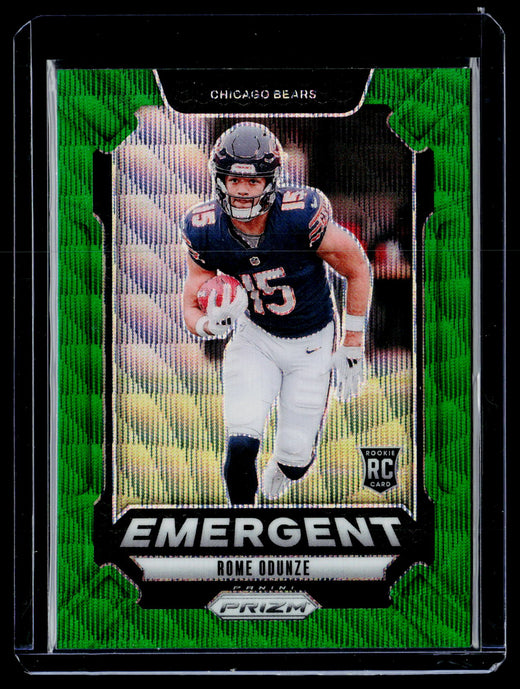 2024 Panini Prizm Football Emergent Rome Odunze #11 Green Prizm Rookie - front