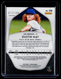 2020 Panini Prizm Baseball Dustin May Red Prizm RC #126 /149 - back