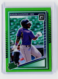 2025 Panini Donruss Rated Prospects Kaelen Culpepper #120 Lime Green Prizm Optic /149 - front