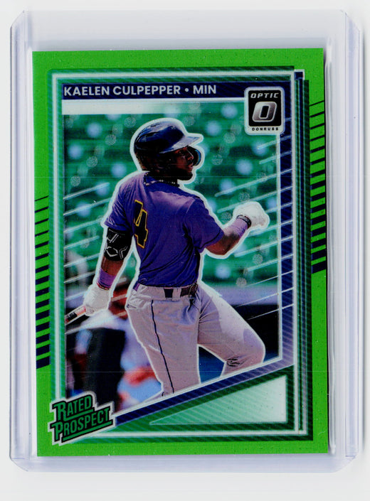 2025 Panini Donruss Rated Prospects Kaelen Culpepper #120 Lime Green Prizm Optic /149 - front