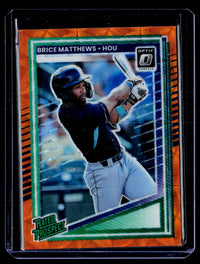 2025 Panini Donruss Baseball Rated Prospect Brice Matthews #153 Optic Orange Scope /79 - front