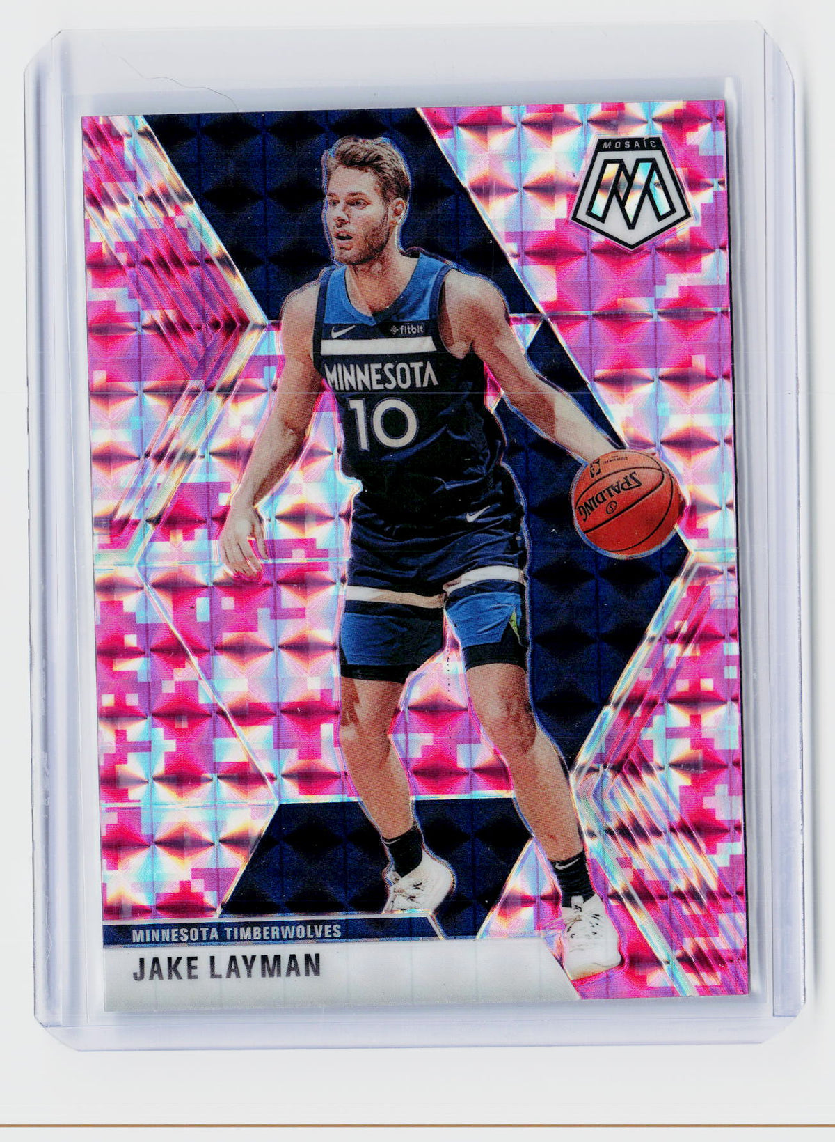 2019-20 Panini Mosaic Pink Camo #123 Jake Layman Minnesota Timberwolves - front