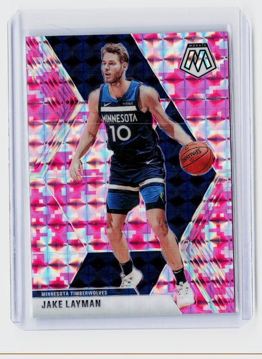 2019-20 Panini Mosaic Pink Camo #123 Jake Layman Minnesota Timberwolves - front