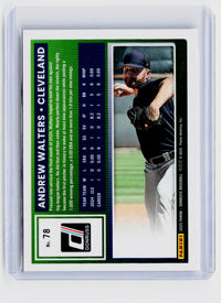 2025 Panini Donruss Rated Rookie Andrew Walters #78 Independence /250 - back