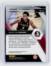 2021 Panini Prizm Draft Picks Green Prizm Scottie Barnes #6 RC - back