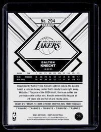 2024-25 Panini Hoops Dalton Knecht Rookie Card #294 Los Angeles Lakers - back